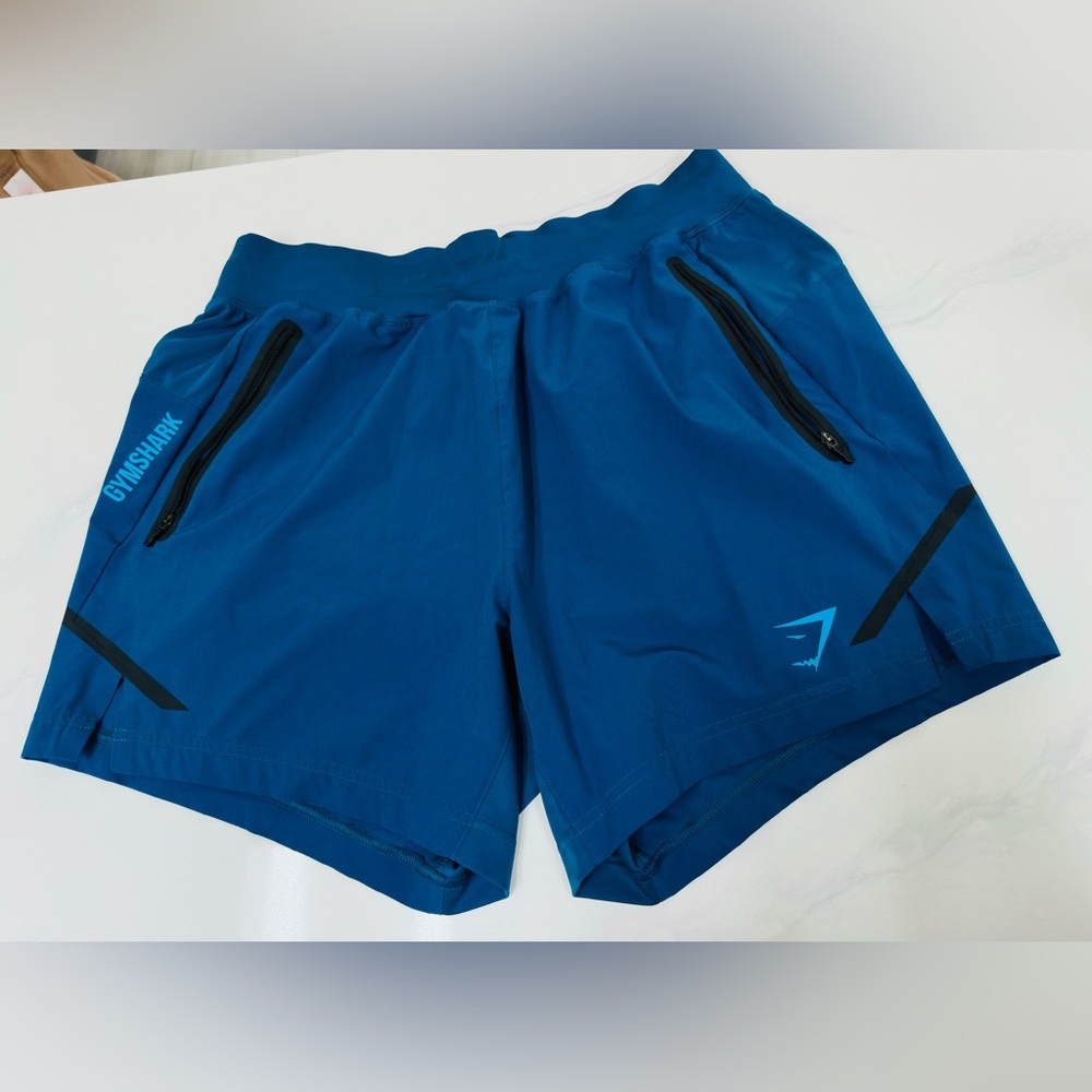 Gymshark Men's Athletic Shorts in Blue with Black Accents